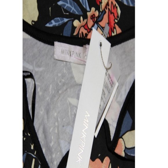 NWT MINKPINK Far East Black Floral One Shoulder Mini Dress M - Picture 6 of 6